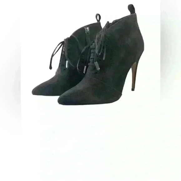 Reiss Suede Lace Up Boots Black Size 7.5 US, 38 EU Heel 4” Booties‎ with Box - Picture 1 of 16